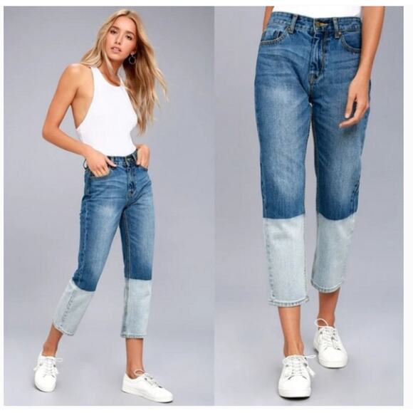 EVIDNT Los Angelos Malibu Crop Jeans Sz 30 Dip Dyed Two Toned Capri NWT Festival - Picture 4 of 15